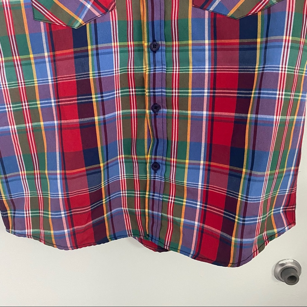 RedApe Scotch Plaid Button Down Short Sleeve Shirt - Picture 3 of 8